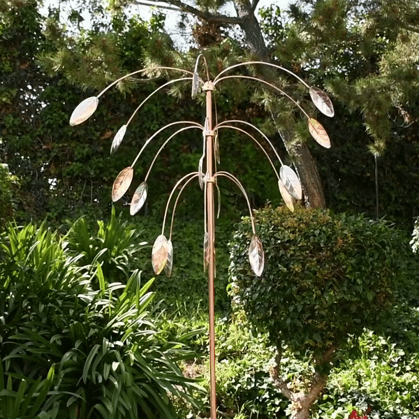Stanwood Wind Sculptures - Triple spinner falling foliage (gif)